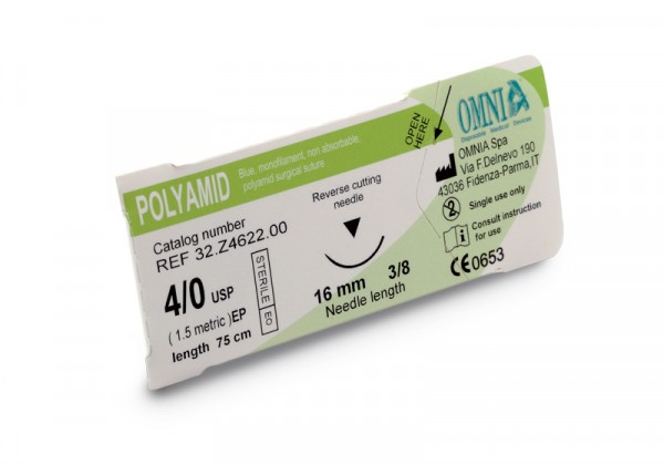 Polyamid Nahtmaterial 4-0, monofil, 75 cm,